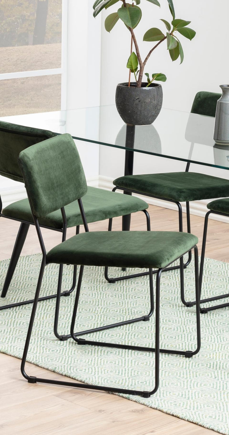 Set 2 scaune tapitate cu stofa si picioare metalice Cornelia Velvet Verde / Negru, l50xA53,5xH80 cm (2)