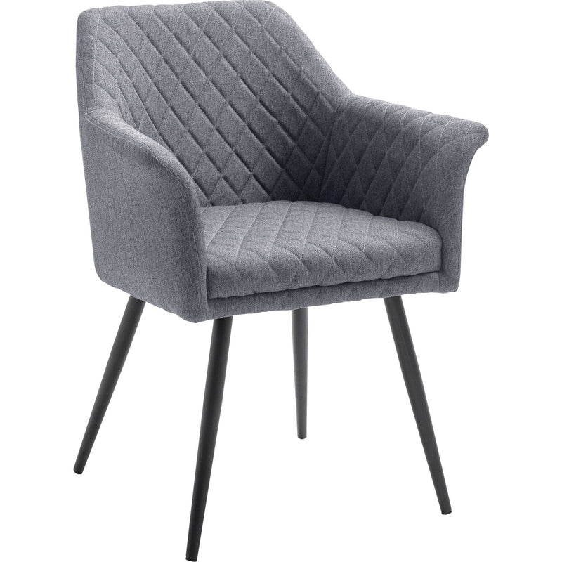 Set 2 scaune tapitate cu stofa si picioare metalice, Covina Gri / Negru, l62xA60xH82 cm (4)