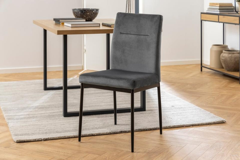 Set 2 scaune tapitate cu stofa si picioare metalice Demi Gri inchis / Negru, l45,5xA54,5xH90 cm (2)