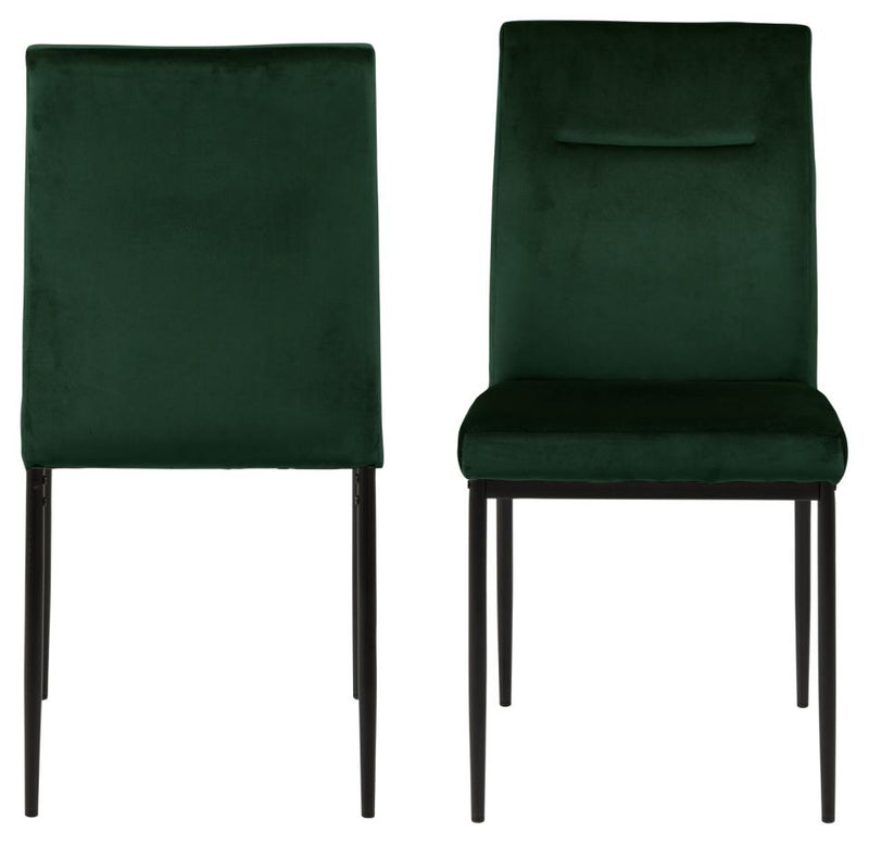 Set 2 scaune tapitate cu stofa si picioare metalice Demi Verde inchis / Negru, l45xA55xH90,5 cm (3)