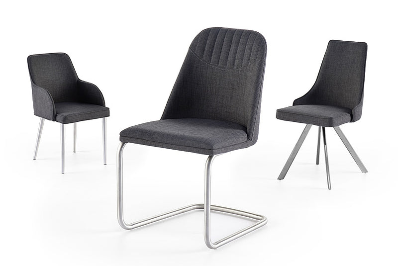 Set 2 scaune tapitate cu stofa si picioare metalice, Elara Swing A Gri / Crom, l45xA55xH87 cm (2)