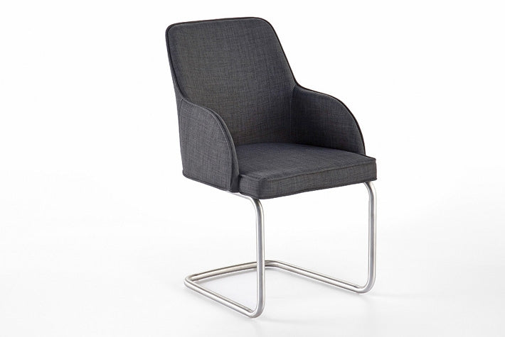 Set 2 scaune tapitate cu stofa si picioare metalice, Elara Swing C Gri / Crom, l56xA58xH90 cm (1)