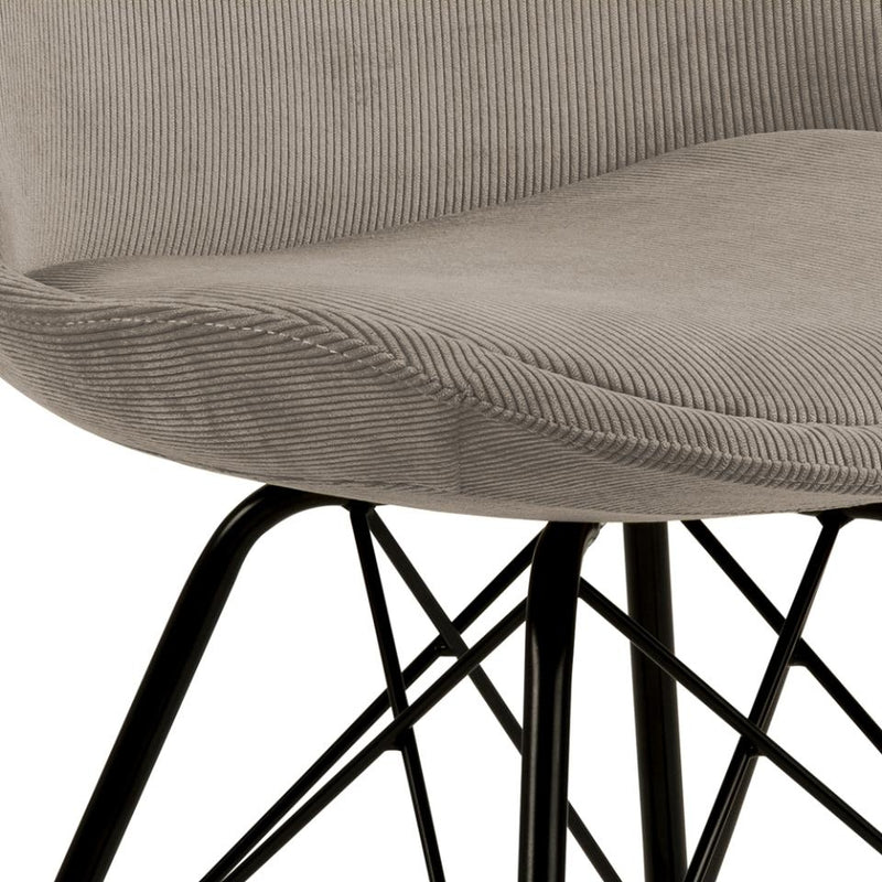 Set 2 scaune tapitate cu stofa si picioare metalice Eris Bej / Negru, l48,5xA54xH85,5 cm (5)