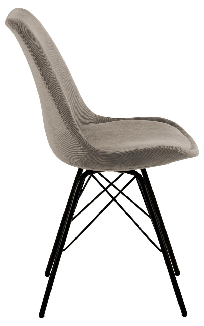 Set 2 scaune tapitate cu stofa si picioare metalice Eris Bej / Negru, l48,5xA54xH85,5 cm (4)