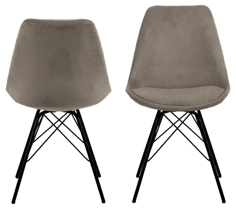 Set 2 scaune tapitate cu stofa si picioare metalice Eris Bej / Negru, l48,5xA54xH85,5 cm (3)