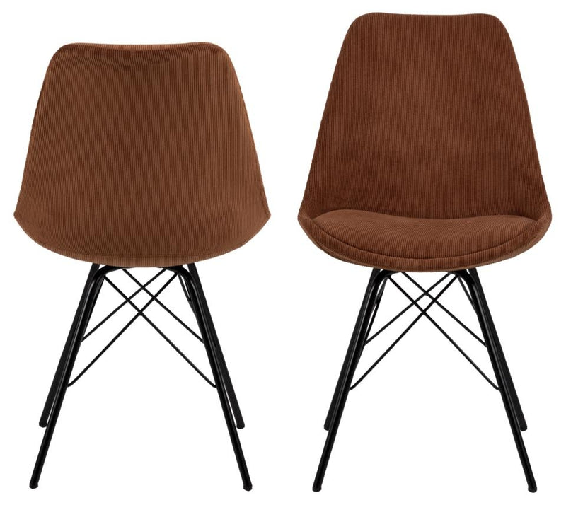 Set 2 scaune tapitate cu stofa si picioare metalice Eris Cupru / Negru, l48,5xA54xH85,5 cm (3)