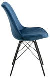Set 2 scaune tapitate cu stofa si picioare metalice Eris Velvet Albastru inchis / Negru, l48,5xA54xH85,5 cm (3)
