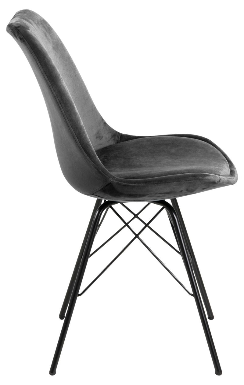 Set 2 scaune tapitate cu stofa si picioare metalice Eris Velvet Gri Inchis / Negru, l48,5xA54xH85,5 cm (6)