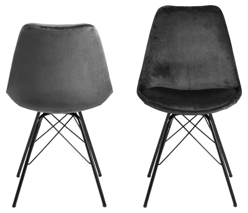 Set 2 scaune tapitate cu stofa si picioare metalice Eris Velvet Gri Inchis / Negru, l48,5xA54xH85,5 cm (5)