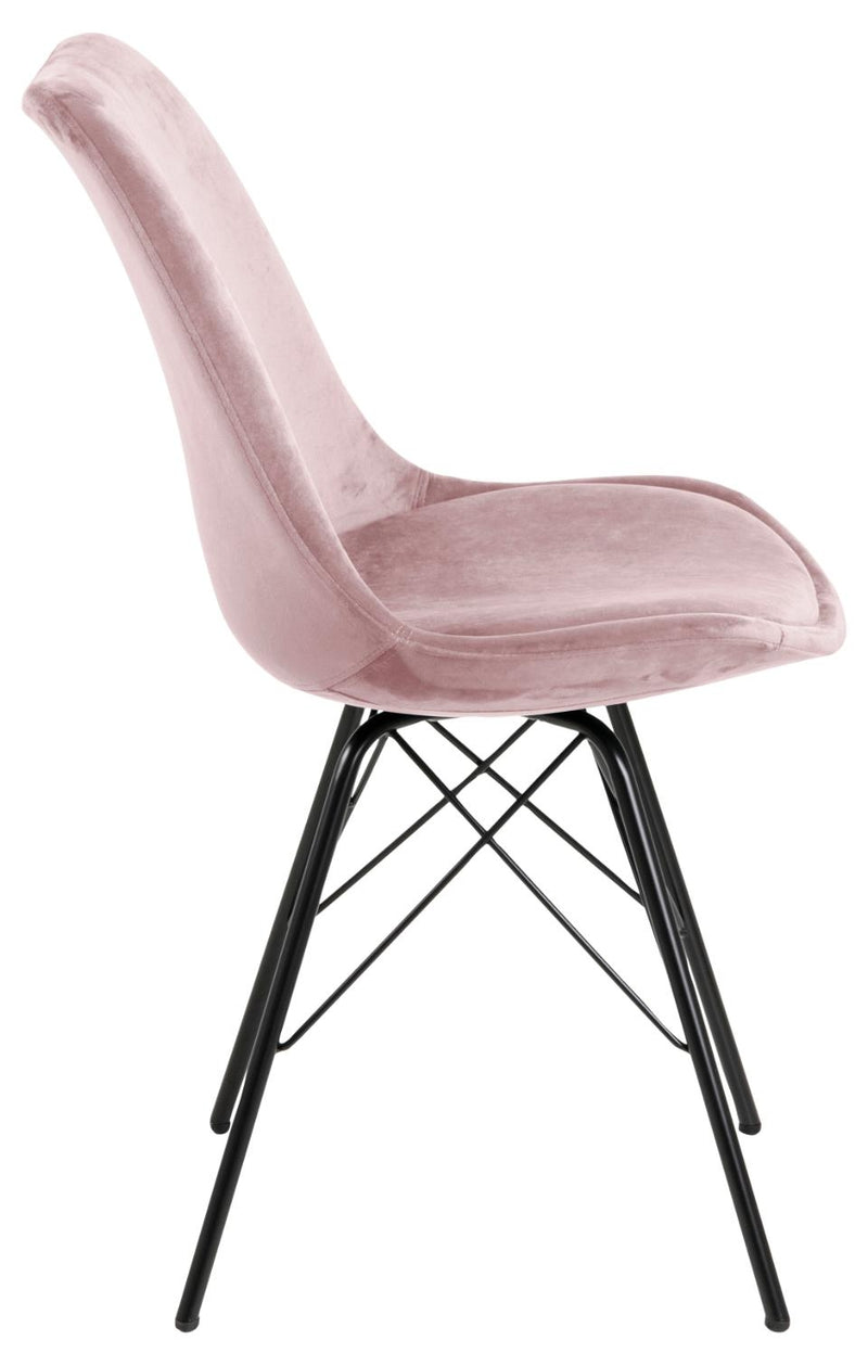 Set 2 scaune tapitate cu stofa si picioare metalice Eris Velvet Roz Inchis / Negru, l48,5xA54xH85,5 cm (2)