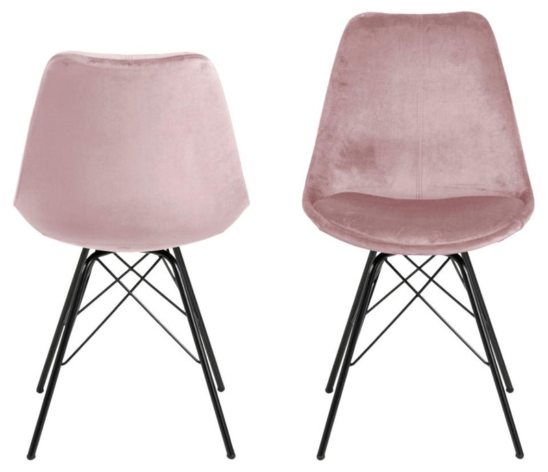 Set 2 scaune tapitate cu stofa si picioare metalice Eris Velvet Roz Inchis / Negru, l48,5xA54xH85,5 cm (3)