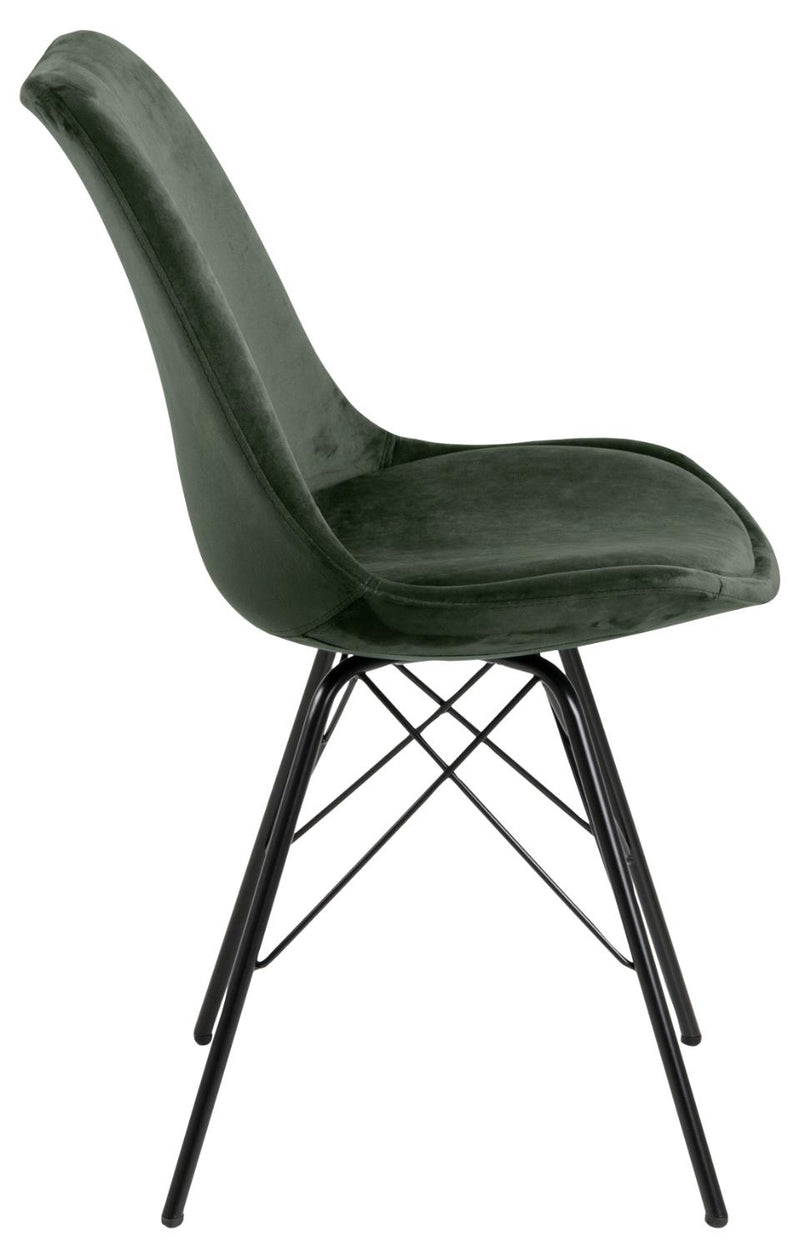 Set 2 scaune tapitate cu stofa si picioare metalice Eris Velvet Verde Inchis / Negru, l48,5xA54xH85,5 cm (2)