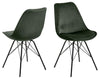 Set 2 scaune tapitate cu stofa si picioare metalice Eris Velvet Verde Inchis / Negru, l48,5xA54xH85,5 cm