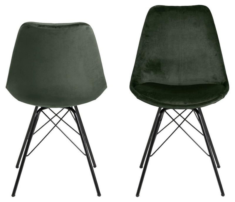 Set 2 scaune tapitate cu stofa si picioare metalice Eris Velvet Verde Inchis / Negru, l48,5xA54xH85,5 cm (3)