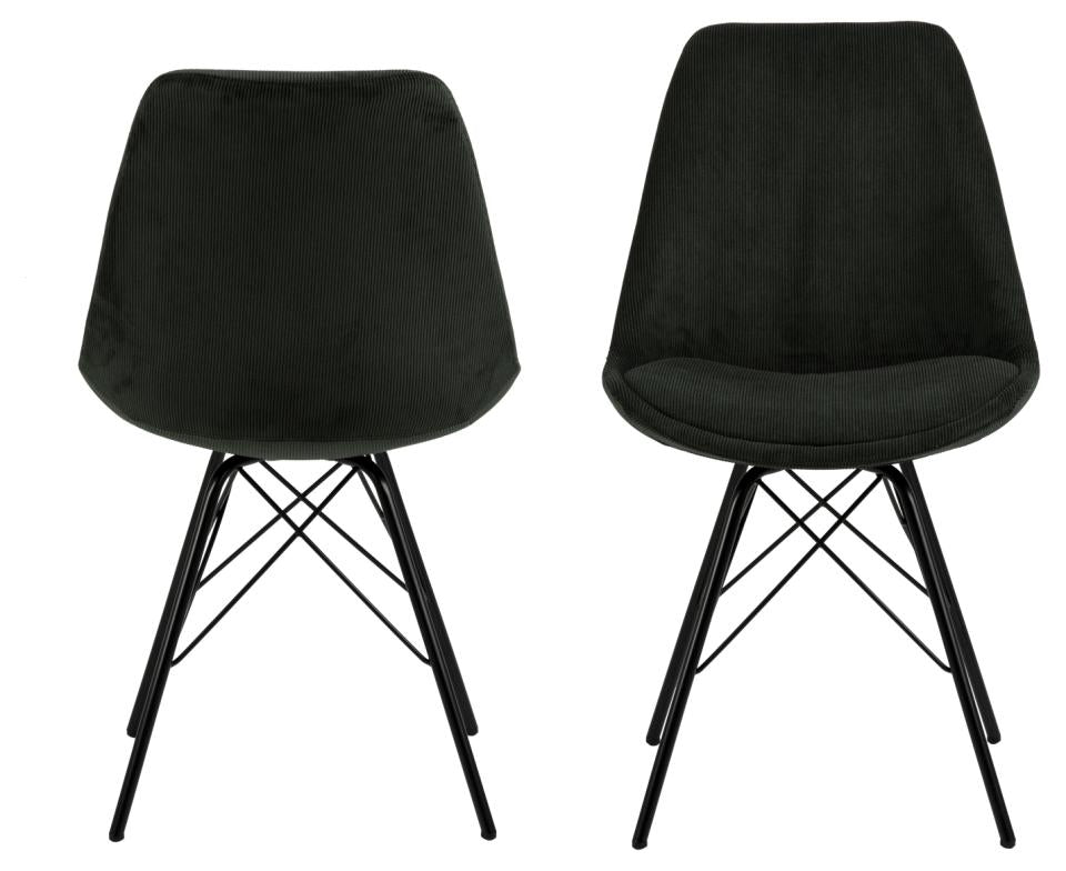 Set 2 scaune tapitate cu stofa si picioare metalice Eris Verde inchis / Negru, l48,5xA54xH85,5 cm (3)