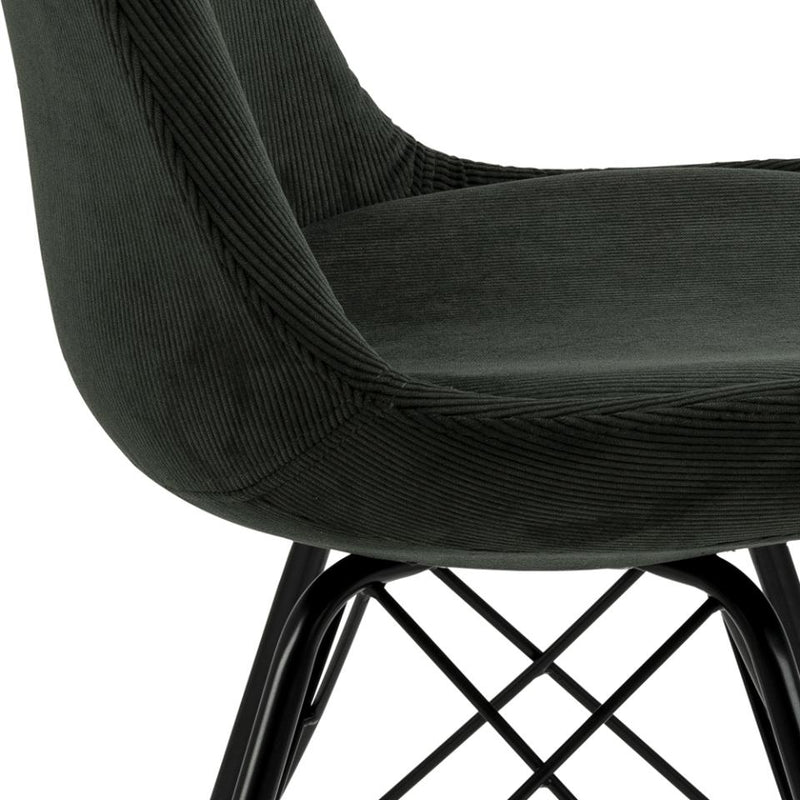 Set 2 scaune tapitate cu stofa si picioare metalice Eris Verde inchis / Negru, l48,5xA54xH85,5 cm (6)
