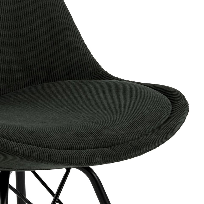 Set 2 scaune tapitate cu stofa si picioare metalice Eris Verde inchis / Negru, l48,5xA54xH85,5 cm (5)