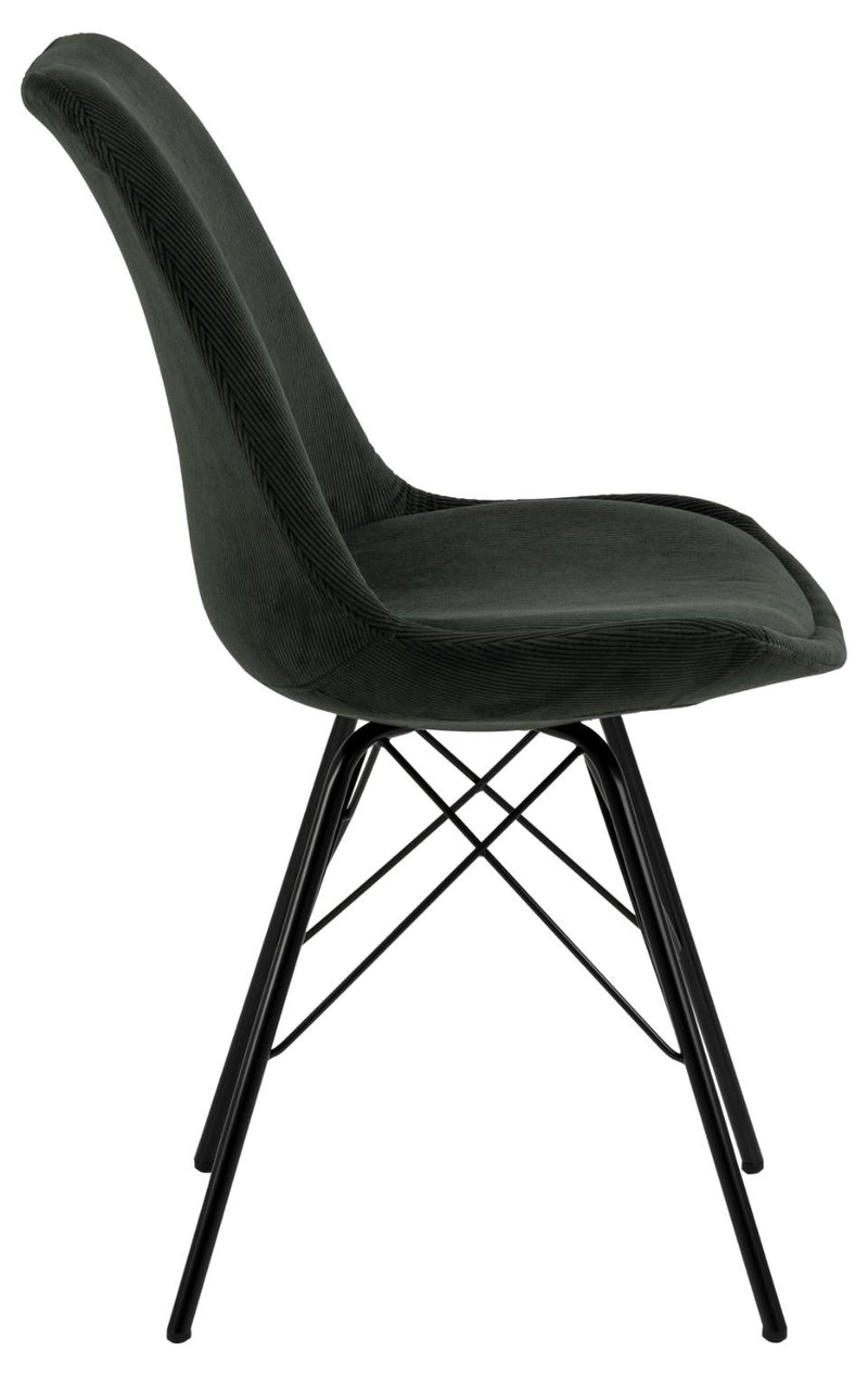 Set 2 scaune tapitate cu stofa si picioare metalice Eris Verde inchis / Negru, l48,5xA54xH85,5 cm (4)