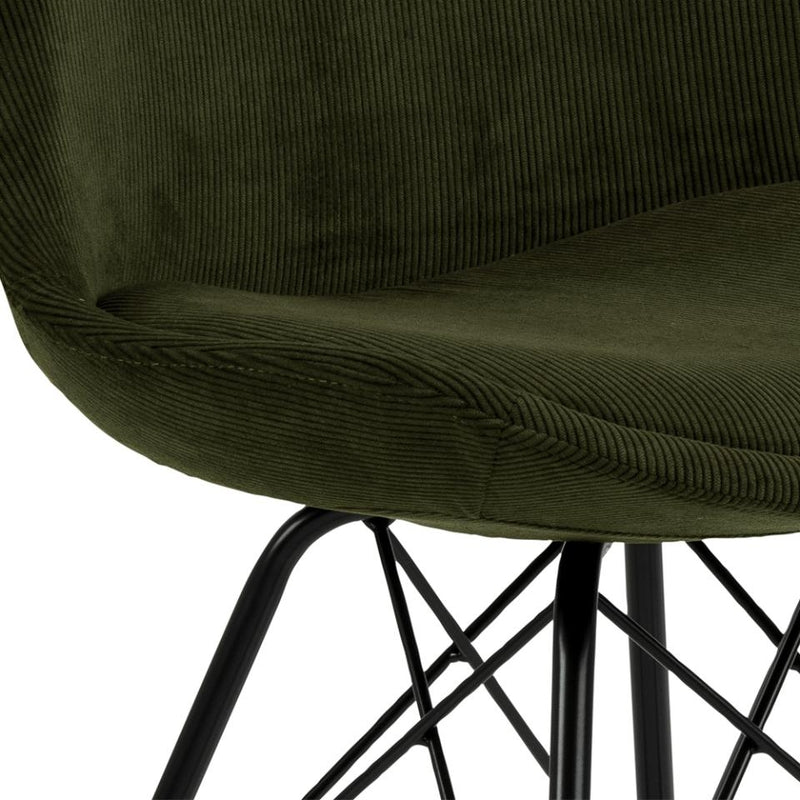 Set 2 scaune tapitate cu stofa si picioare metalice Eris Verde / Negru, l48,5xA54xH85,5 cm (6)