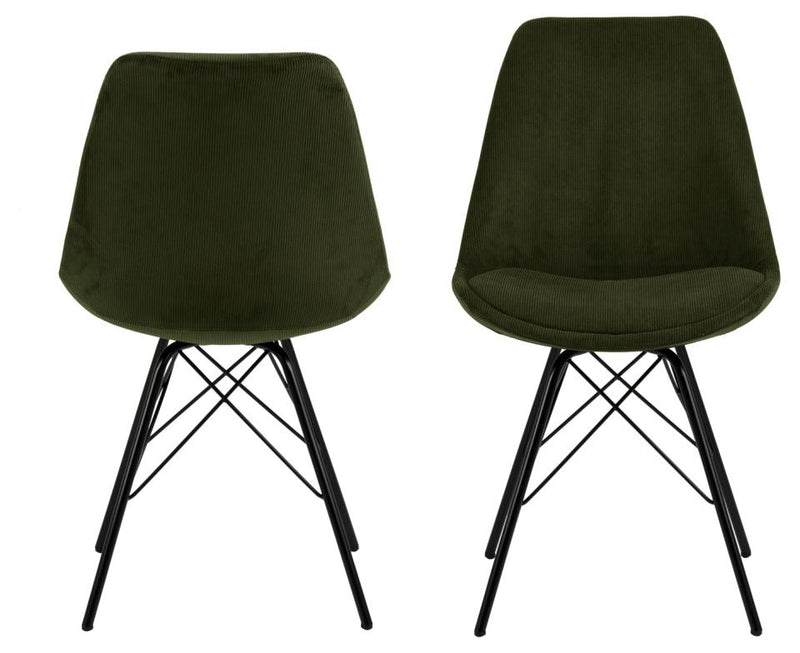 Set 2 scaune tapitate cu stofa si picioare metalice Eris Verde / Negru, l48,5xA54xH85,5 cm (3)