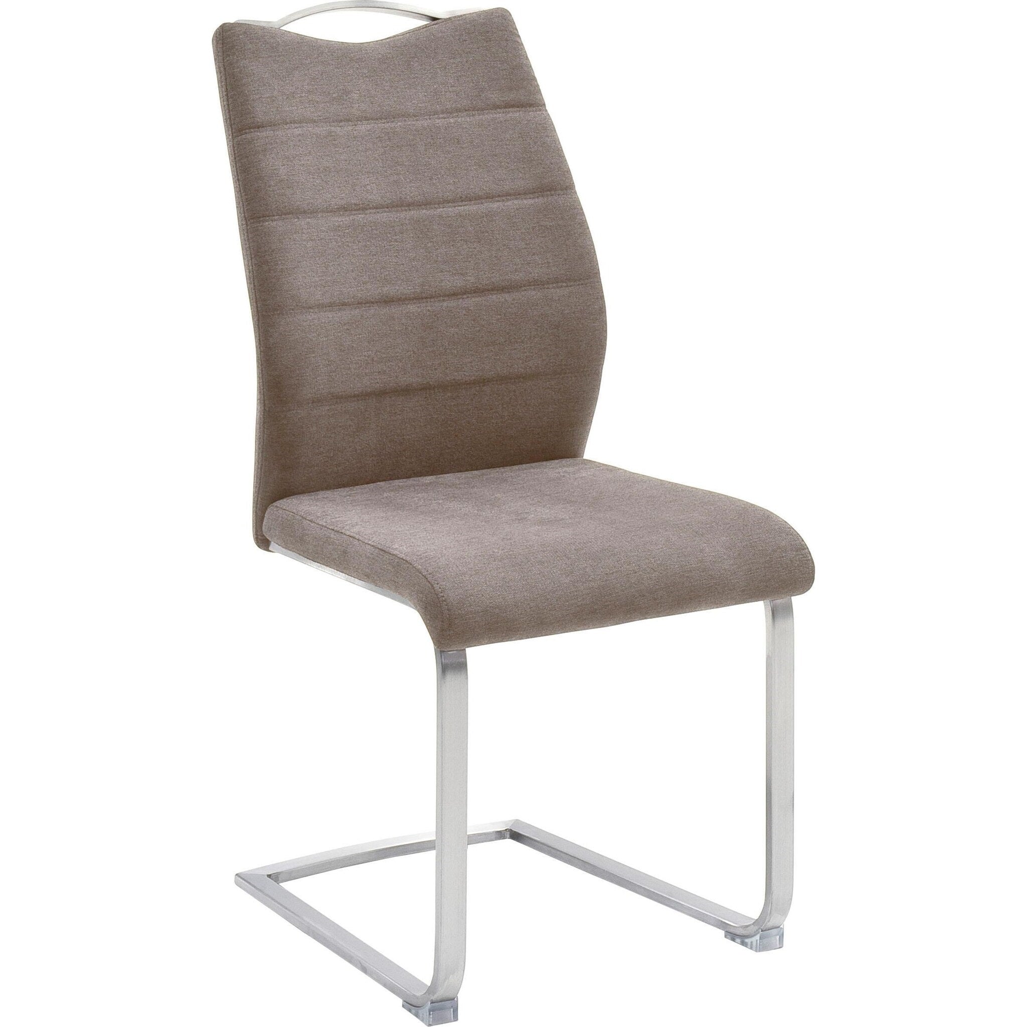 Set 2 scaune tapitate cu stofa si picioare metalice, Ferrera Capuccino / Crom, l45xA57xH99 cm (2)