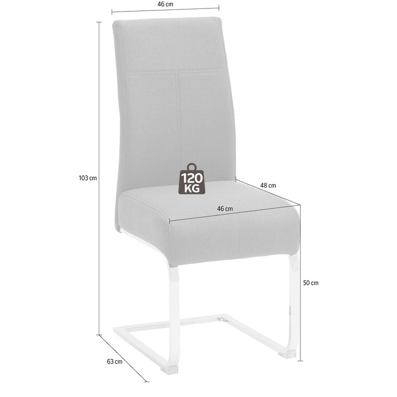 Set 2 scaune tapitate cu stofa si picioare metalice, Foshan Antracit / Crom, l43xA63xH103 cm (15)