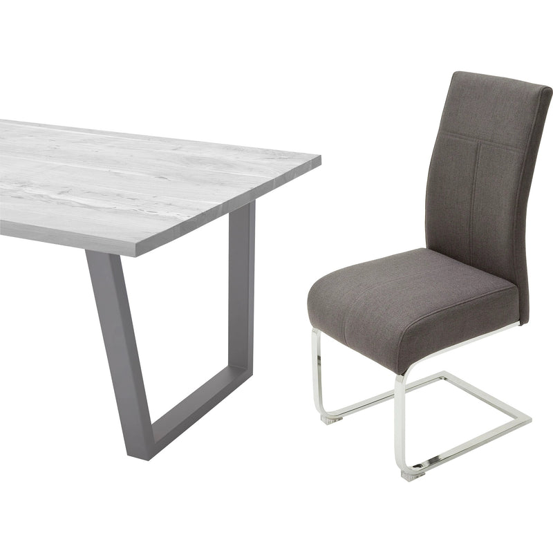 Set 2 scaune tapitate cu stofa si picioare metalice, Foshan Antracit / Crom, l43xA63xH103 cm (5)