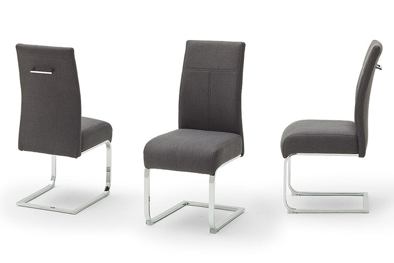 Set 2 scaune tapitate cu stofa si picioare metalice, Foshan Antracit / Crom, l43xA63xH103 cm (12)