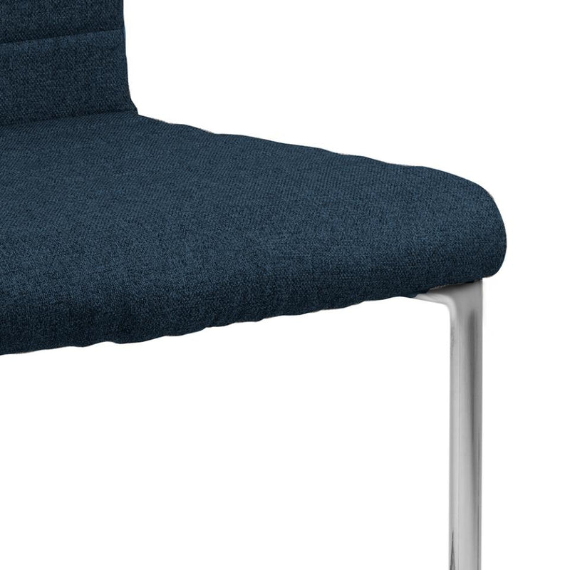 Set 2 scaune tapitate cu stofa si picioare metalice Gudrun Albastru inchis / Crom, l47,5xA63,5xH95,5 cm (3)