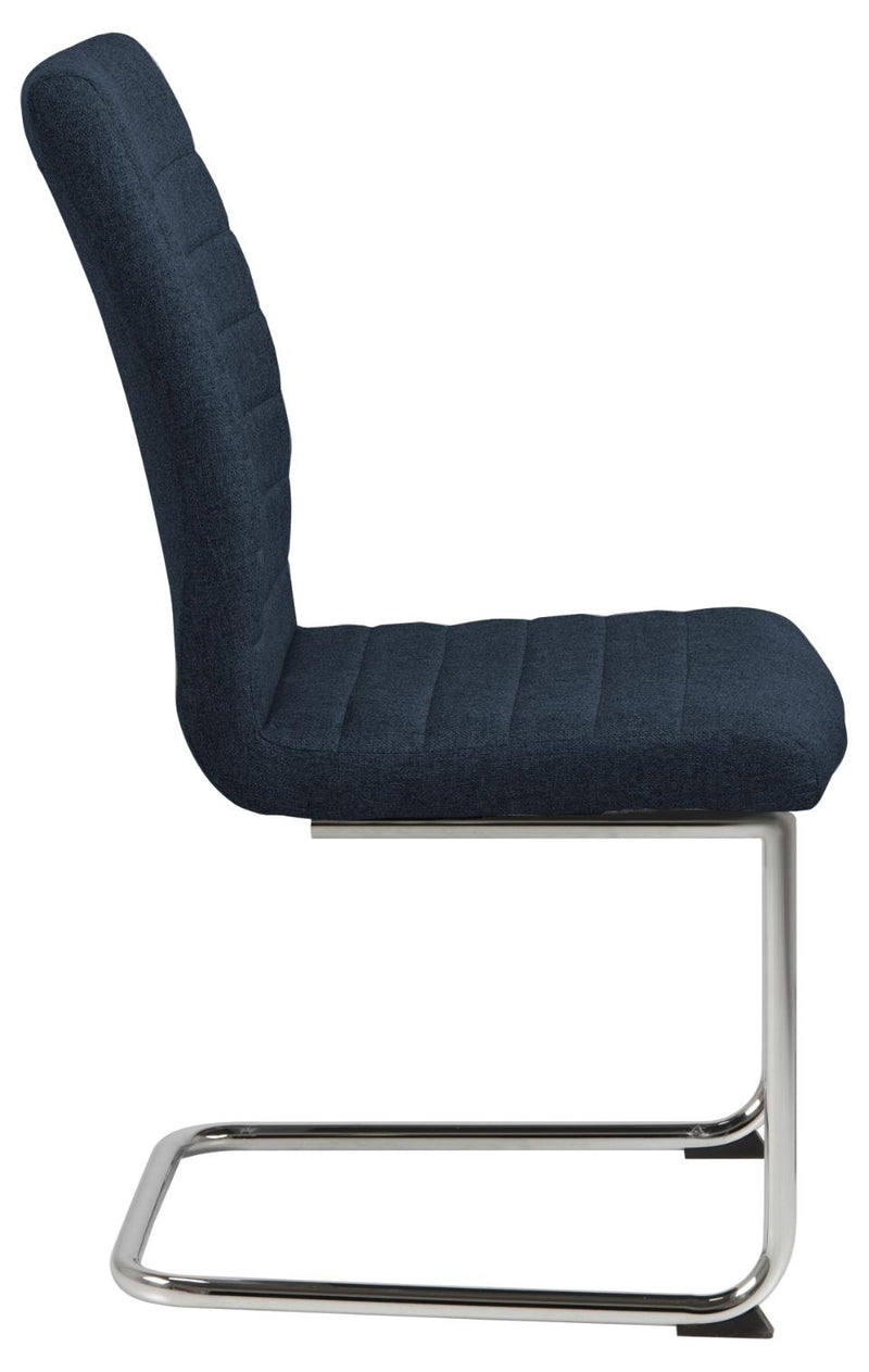Set 2 scaune tapitate cu stofa si picioare metalice Gudrun Albastru inchis / Crom, l47,5xA63,5xH95,5 cm (2)