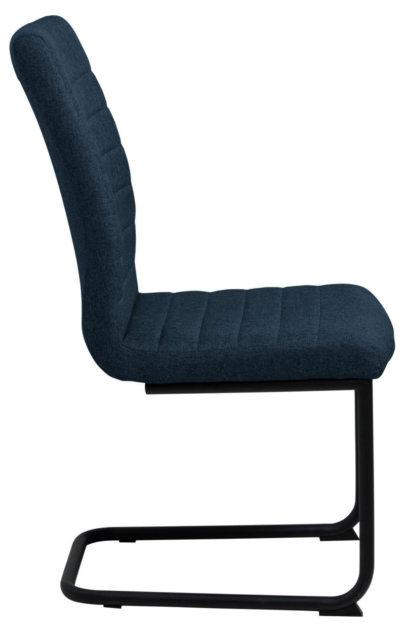 Set 2 scaune tapitate cu stofa si picioare metalice Gudrun Albastru inchis / Negru, l47,5xA63,5xH95,5 cm (2)