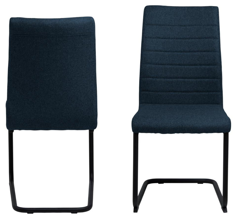 Set 2 scaune tapitate cu stofa si picioare metalice Gudrun Albastru inchis / Negru, l47,5xA63,5xH95,5 cm (1)