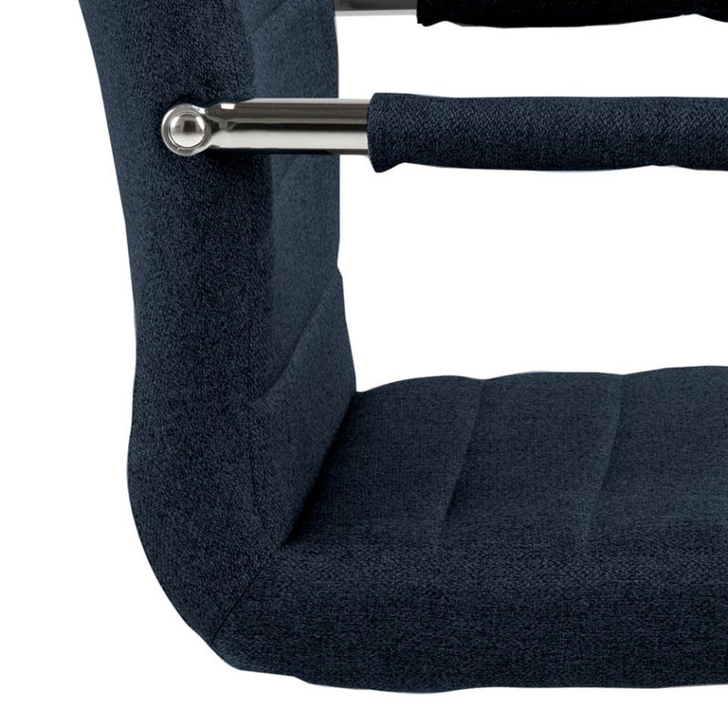 Set 2 scaune tapitate cu stofa si picioare metalice Gudrun Plus Albastru inchis / Crom, l52,5xA63,5xH95,5 cm (3)