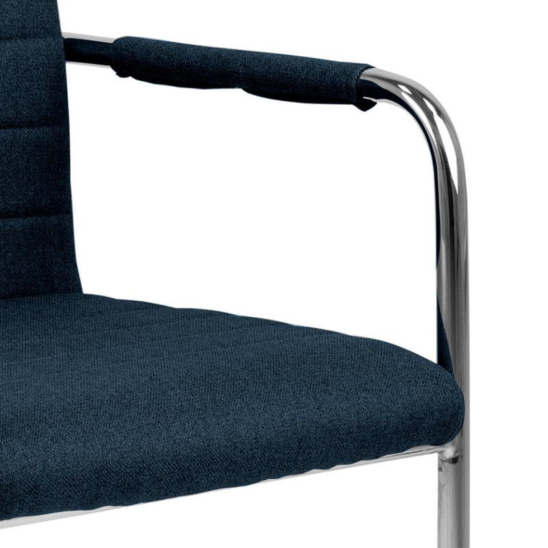 Set 2 scaune tapitate cu stofa si picioare metalice Gudrun Plus Albastru inchis / Crom, l52,5xA63,5xH95,5 cm (4)