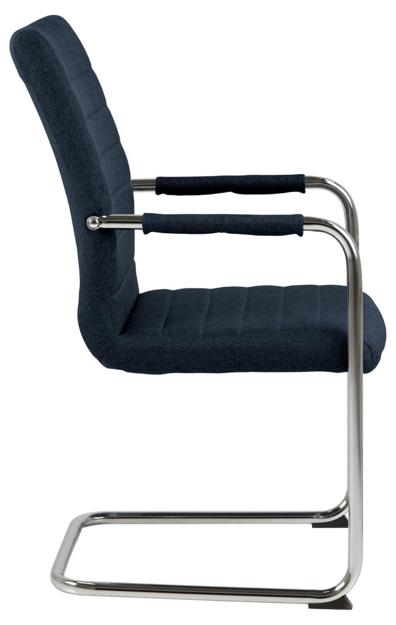 Set 2 scaune tapitate cu stofa si picioare metalice Gudrun Plus Albastru inchis / Crom, l52,5xA63,5xH95,5 cm (1)