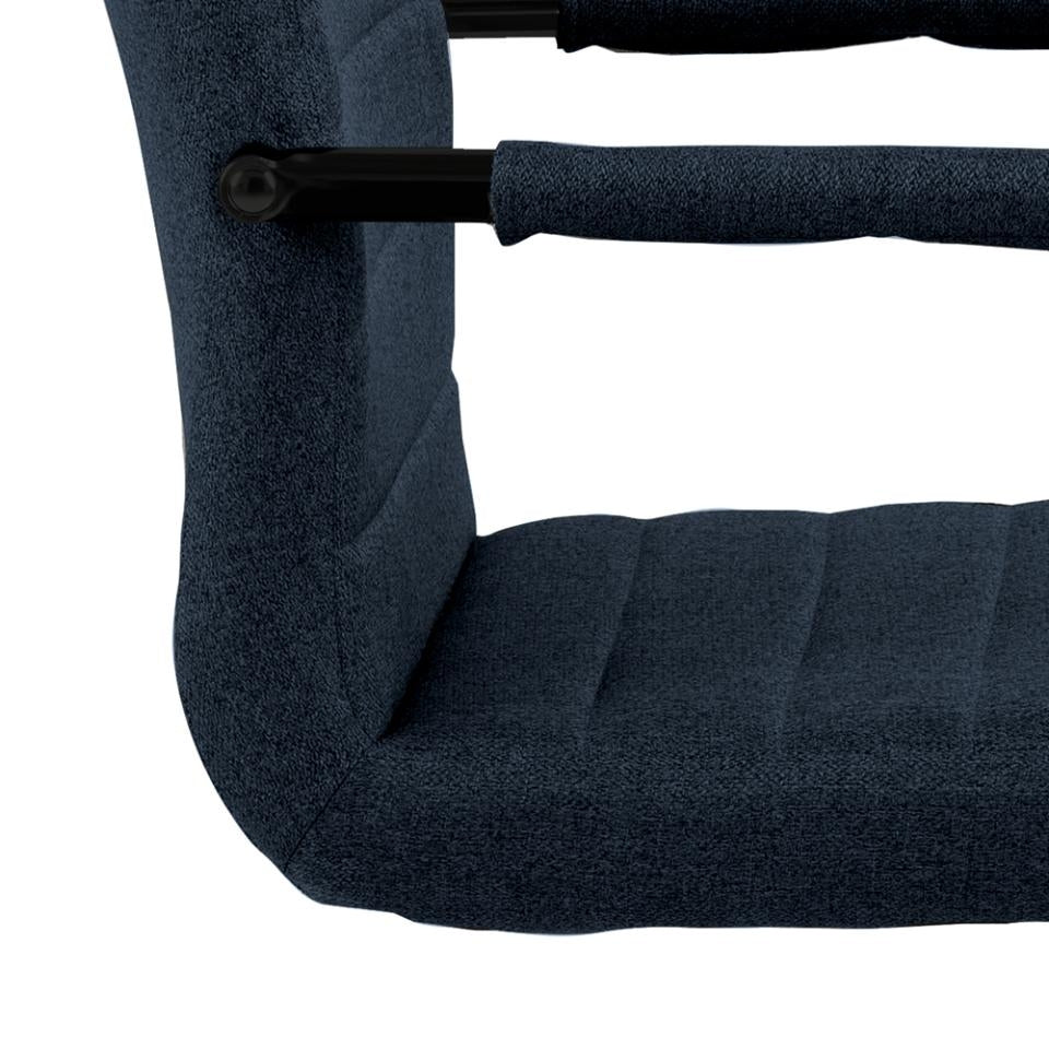 Set 2 scaune tapitate cu stofa si picioare metalice Gudrun Plus Albastru inchis / Negru, l52,5xA63,5xH95,5 cm (4)
