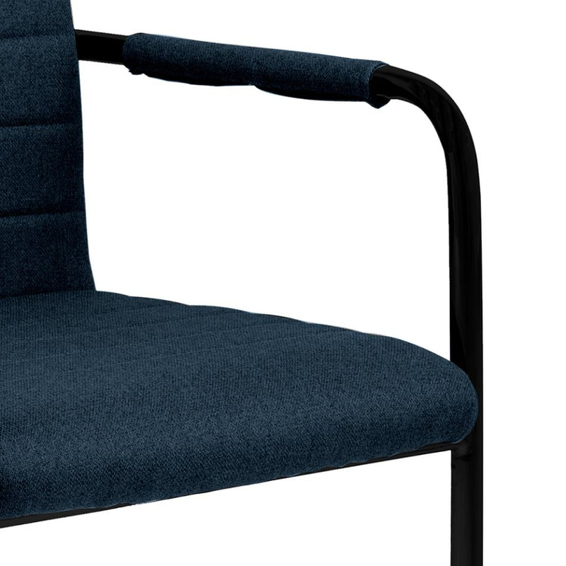 Set 2 scaune tapitate cu stofa si picioare metalice Gudrun Plus Albastru inchis / Negru, l52,5xA63,5xH95,5 cm (3)