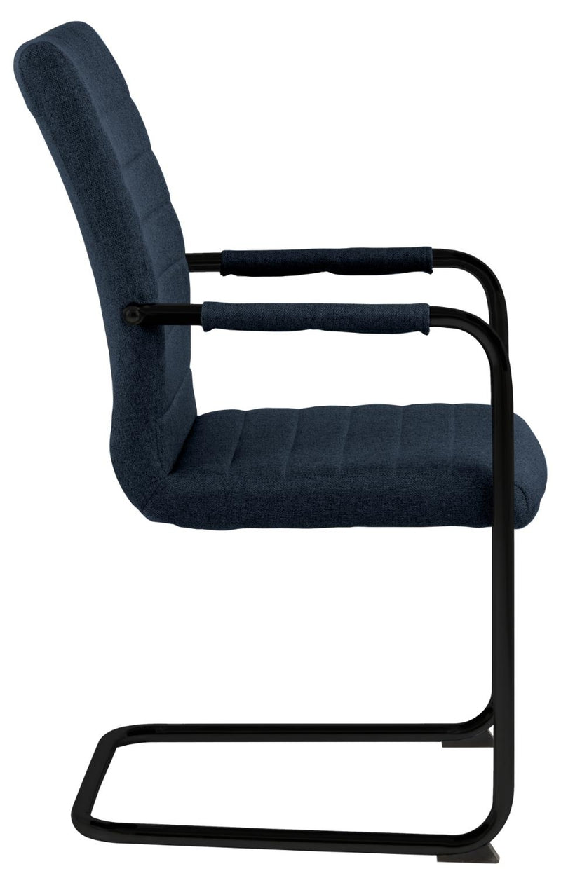 Set 2 scaune tapitate cu stofa si picioare metalice Gudrun Plus Albastru inchis / Negru, l52,5xA63,5xH95,5 cm (2)