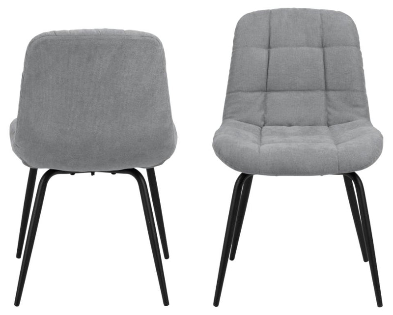 Set 2 scaune tapitate cu stofa si picioare metalice, Katja Gri deschis / Negru, l49xA54,5xH84 cm (1)