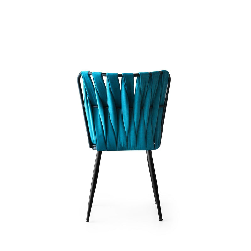 Set 2 scaune tapitate cu stofa si picioare metalice, Kusa 158 Velvet Albastru / Negru, l43xA43xH82 cm (7)
