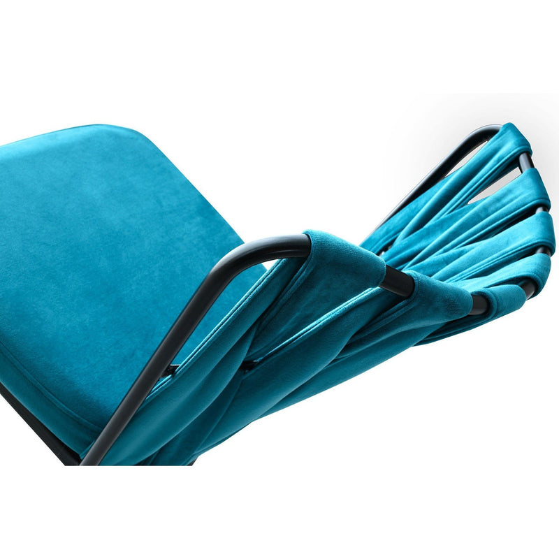 Set 2 scaune tapitate cu stofa si picioare metalice, Kusa 158 Velvet Albastru / Negru, l43xA43xH82 cm (9)