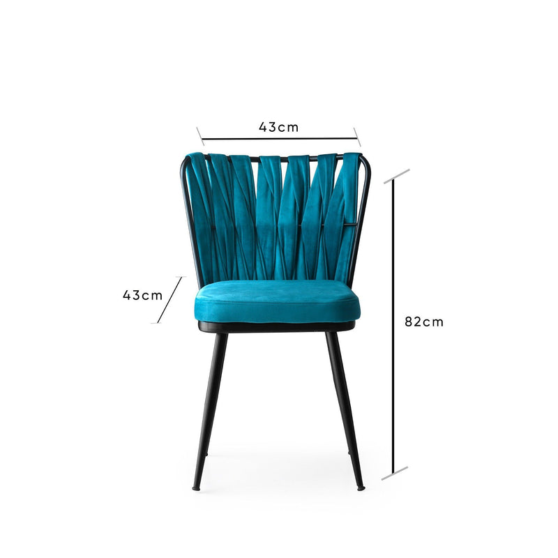 Set 2 scaune tapitate cu stofa si picioare metalice, Kusa 158 Velvet Albastru / Negru, l43xA43xH82 cm (10)