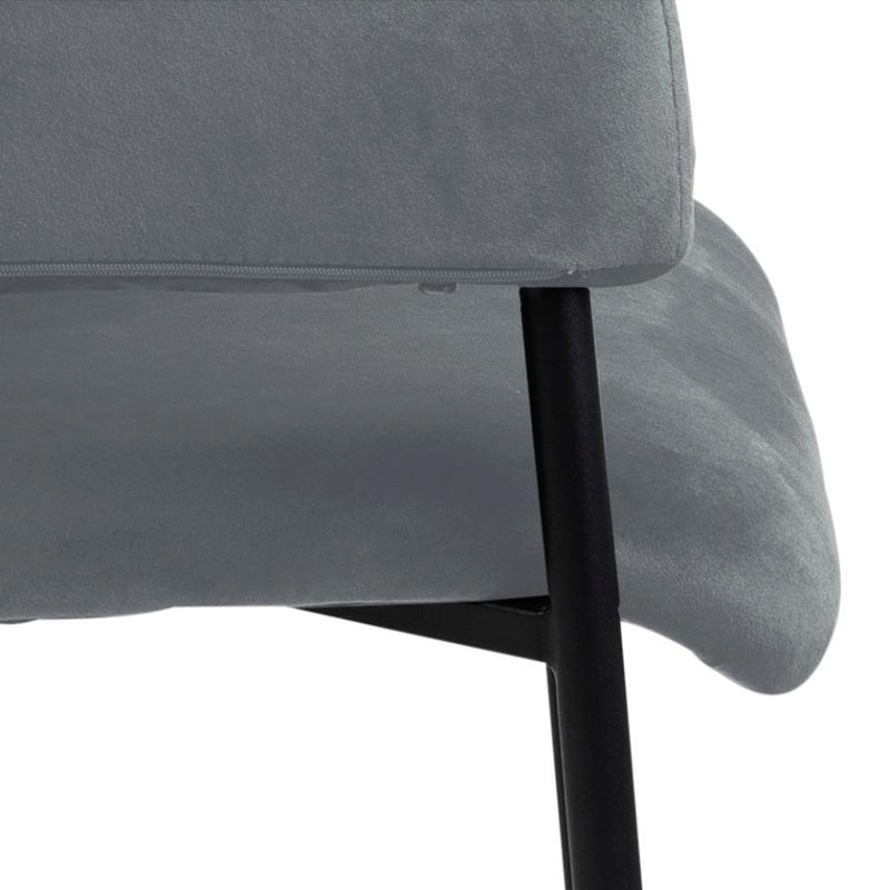 Set 2 scaune tapitate cu stofa si picioare metalice, Limana Velvet Gri / Negru, l54xA55xH82 cm (8)
