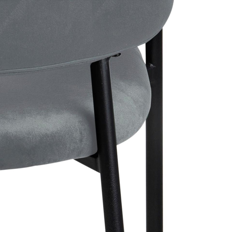 Set 2 scaune tapitate cu stofa si picioare metalice, Limana Velvet Gri / Negru, l54xA55xH82 cm (7)