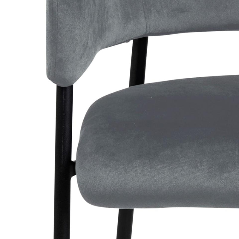 Set 2 scaune tapitate cu stofa si picioare metalice, Limana Velvet Gri / Negru, l54xA55xH82 cm (6)