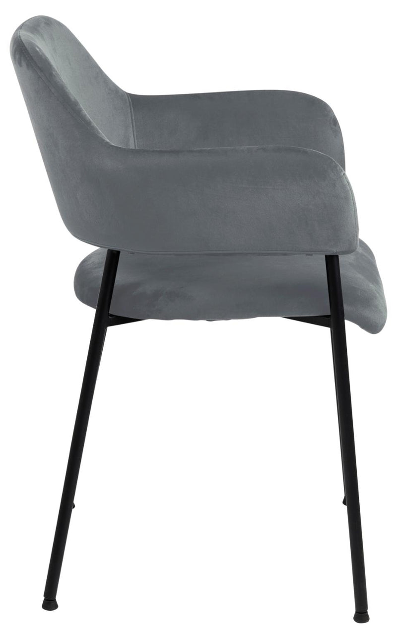 Set 2 scaune tapitate cu stofa si picioare metalice, Limana Velvet Gri / Negru, l54xA55xH82 cm (4)