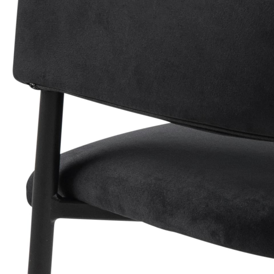 Set 2 scaune tapitate cu stofa si picioare metalice, Limana Velvet Negru, l54xA55xH82 cm (7)