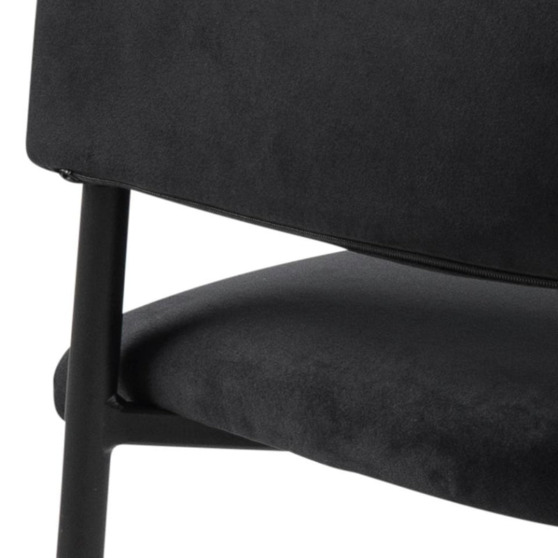 Set 2 scaune tapitate cu stofa si picioare metalice, Limana Velvet Negru, l54xA55xH82 cm (7)