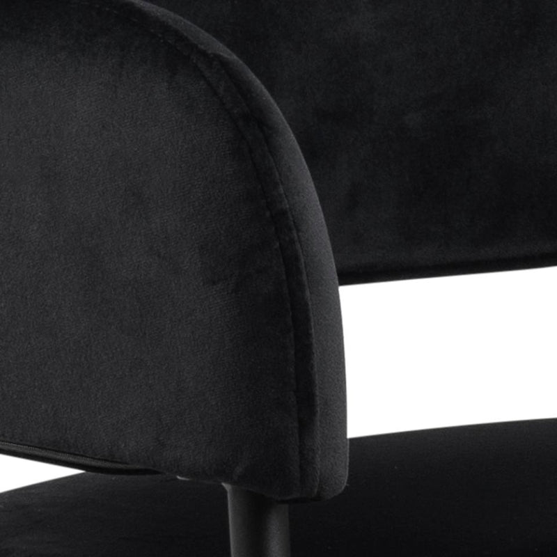 Set 2 scaune tapitate cu stofa si picioare metalice, Limana Velvet Negru, l54xA55xH82 cm (6)