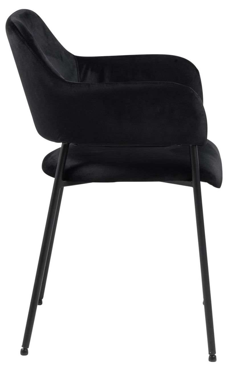 Set 2 scaune tapitate cu stofa si picioare metalice, Limana Velvet Negru, l54xA55xH82 cm (5)